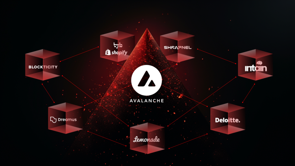 graphical image of avalanche ecosystem and major companies in partnership